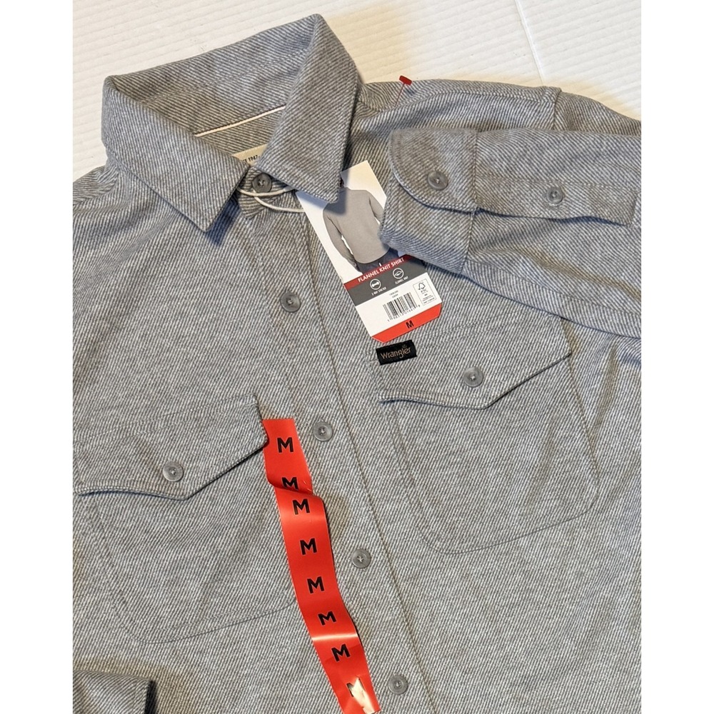 WRANGLER - Men's Gray Stretch Flannel Knit‎ Shirt - Size Medium - NWT NEW
